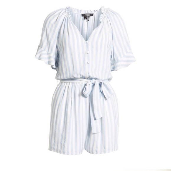 PAIGE Ice Blue Harmony Shorts Romper - Picture 6 of 6